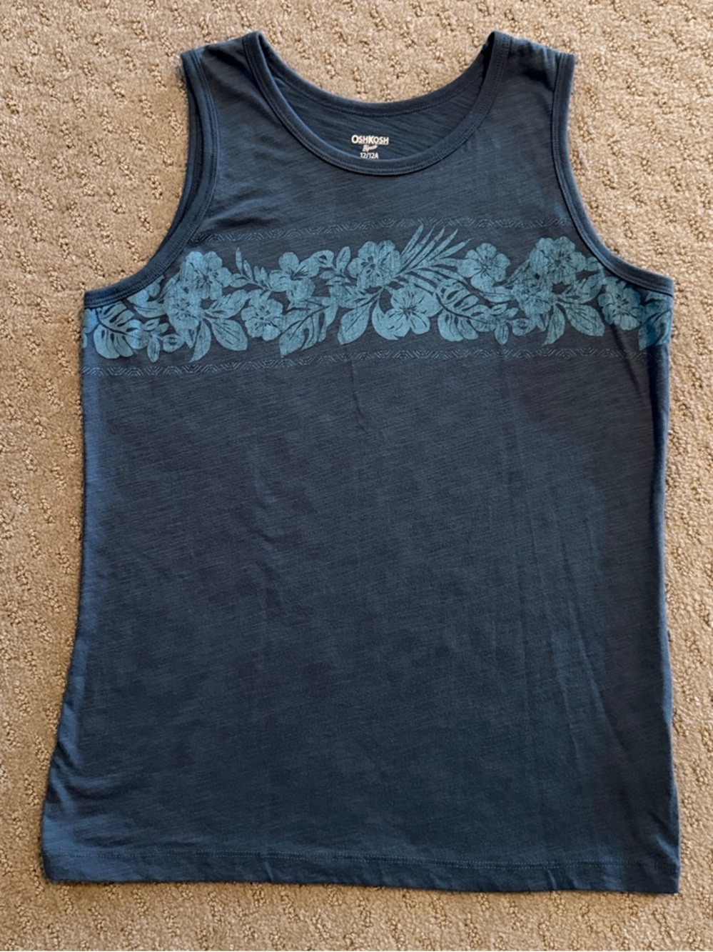 OshKosh B'gosh Navy Tank with Teal Floral Band